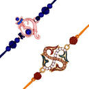 Mahi Combo of Ganesha and Swastik Rakhis with Meenakari Work Crystals and Rudraksha for Bhaiya (RCO1105533M)
