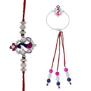 Mahi Peacock Shaped Meenakari Work Combo Rakhi for Bhabhi and Bhabhi (RCOL1105346M)