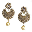 Shreeji Brown Austrian Stone Gold Plated Dangler Earrings - SE_690