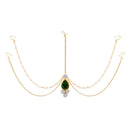 Etnico Traditional Gold Plated Bridal Chain with Pearl Layer Stone Mathapatti/Maang Tikka Jewellery for Women (T1083G)