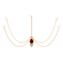 Etnico Traditional Gold Plated Bridal Chain with Pearl Layer Stone Mathapatti/Maang Tikka Jewellery for Women (T1083M)
