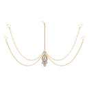 Etnico Traditional Gold Plated Bridal Chain with Pearl Layer Stone Mathapatti/Maang Tikka Jewellery for Women (T1083W)