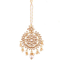 Etnico 18K Gold Plated Traditional Kundan Studded Maang Tikka for Women (T2016W)