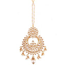 Etnico 18K Gold Plated Traditional Kundan Studded Maang Tikka for Women (T2020W)