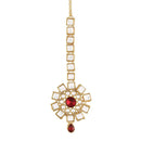 Etnico 18K Gold Plated Traditional Kundan & Stone Studded Maang Tikka for Women & Girls (T2035M)