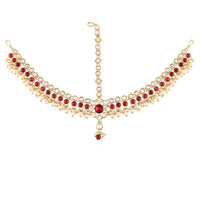 Etnico 18K Gold Plated Kundan Studded Bridal Matha Patti/Maang Tikka for Women (T2058M)