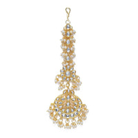 Etnico 18K Gold Plated Traditional Pearls Kundan Studded Maang Tikka for Women/Girls (T2872W)