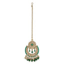 Etnico 18K Gold Plated Traditional Kundan & Pearl Studded Maang Tikka For Women (T4001G)