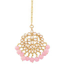 Etnico 18K Gold Plated Traditional Kundan Studded with Pearls Maang Tikka for Women/Girls (T7058Pi)