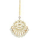 Etnico 18K Gold Plated Traditional Kundan Studded with Pearls Maang Tikka for Women/Girls (T7058W)