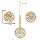 Etnico18K Gold Plated Traditional Kundan Pearl Royal Round Earring Maang Tikka Set Indian Traditional Jewellery for Women (TE2873W)