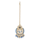 Etnico 18K Gold Plated Traditional Handcrafted Earrings With Maang Tikka Encased with Faux Kundan & Pearl for Women/Girls (TE4001Bl)