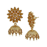 Mahi Traditional Floral Brown LCT Kundan Jhumki Earring for Women (VECJ100239)
