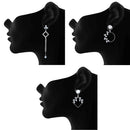 Mahi Combo of 3 Rhodium Plated Long Dangle Earrings for Women (VERCO001051)