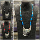 Blythediva Oxidised Plated Pack Of 3 Multi Plated Pota Stone Necklace Set