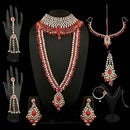 Tip Top Fashions Red Stone Kundan Bridal Set