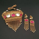 Real Creation AD Stone Kundan Choker Copper Necklace Set